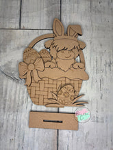 Load image into Gallery viewer, Easter highland cow basket shelf sitter craft sign kit
