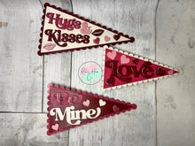 Load image into Gallery viewer, Interchangable seasonal pennant trio stands shelf sitter diy kit

