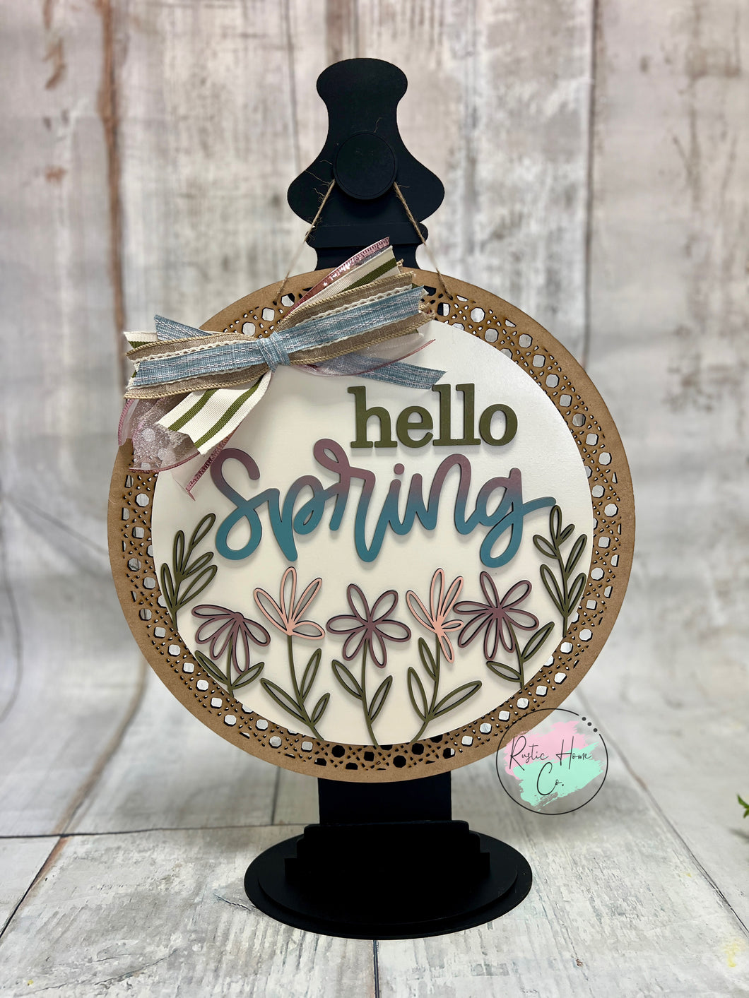 hello spring boho Round Doorhanger