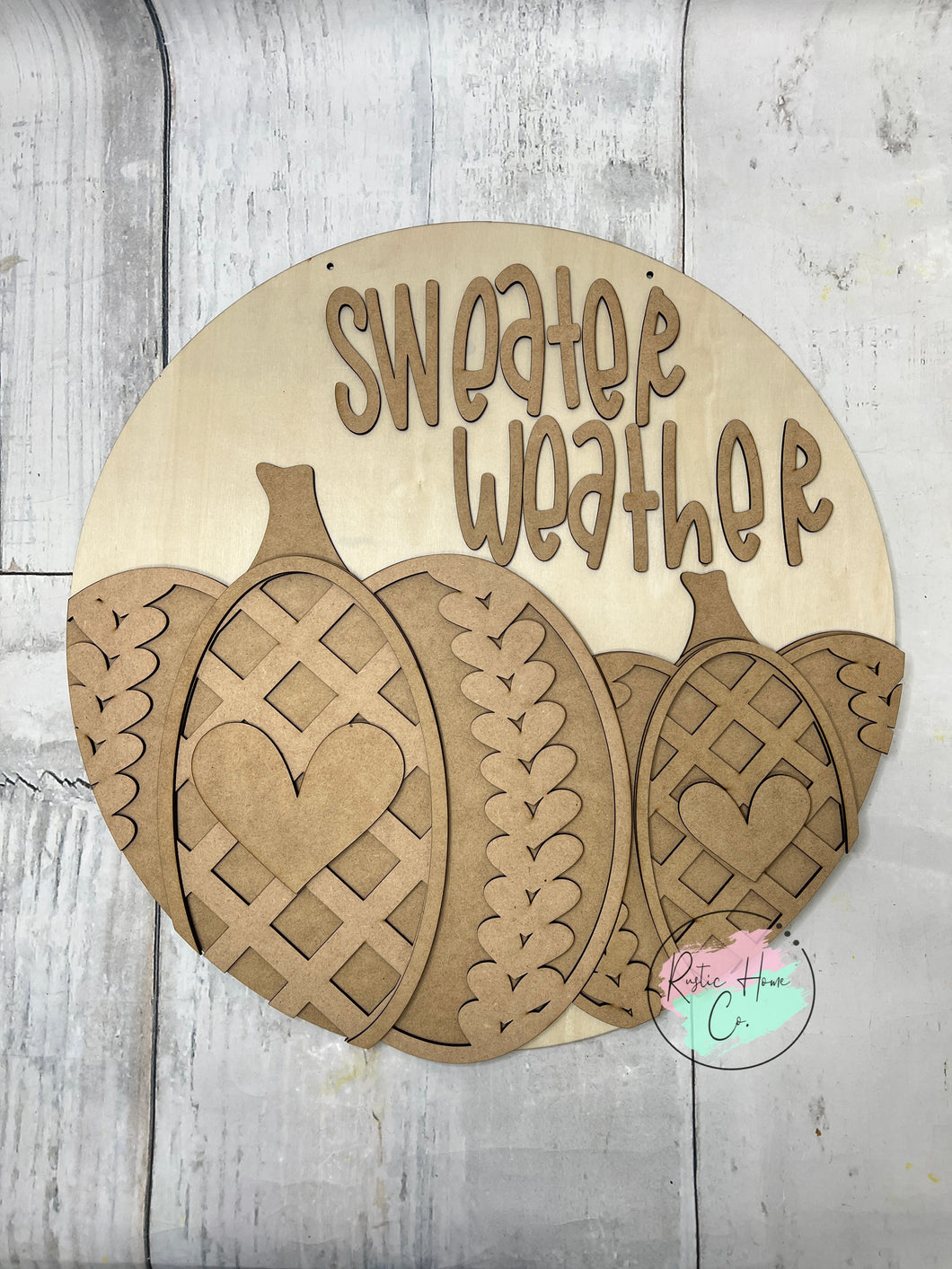 16” Fall sweater weather Round Doorhanger