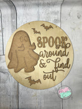 Load image into Gallery viewer, 16” spook around Halloween Welcome Round Doorhanger
