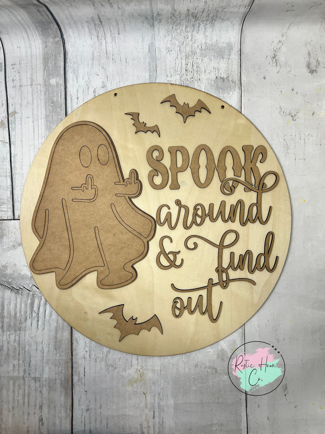 16” spook around Halloween Welcome Round Doorhanger