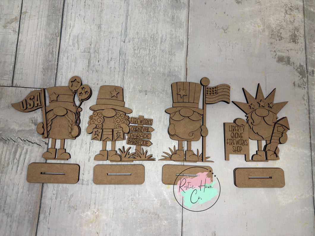 July gnomes standing Tier Tray set of 4 diy Kit