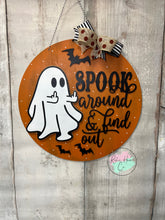 Load image into Gallery viewer, 16” spook around Halloween Welcome Round Doorhanger
