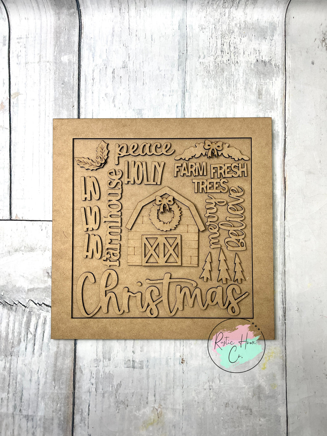 Christmas Farmhouse Word Art sign kit