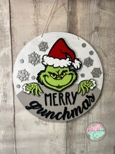 Load image into Gallery viewer, Merry Grinchmas Christmas doorhanger round sign kit
