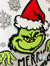 Load image into Gallery viewer, Merry Grinchmas Christmas doorhanger round sign kit
