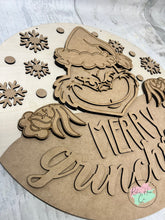 Load image into Gallery viewer, Merry Grinchmas Christmas doorhanger round sign kit
