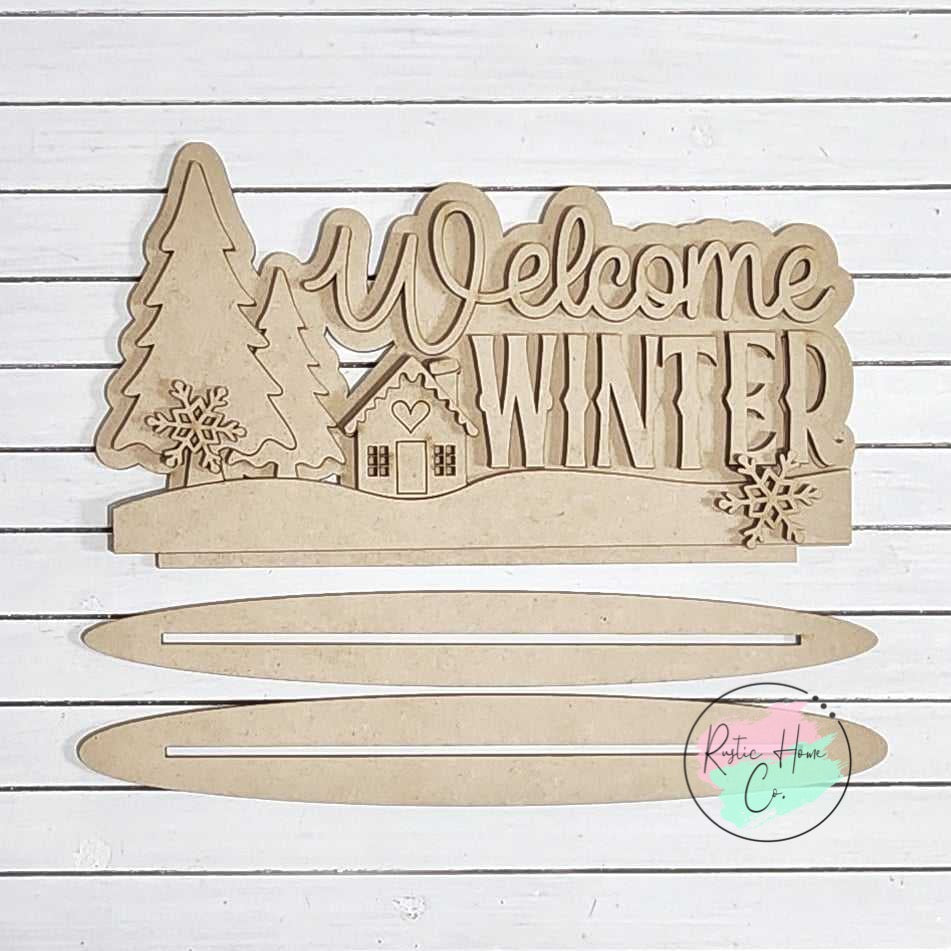 Welcome Winter shelf sitter craft sign kit