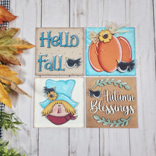 Load image into Gallery viewer, Fall scarecrow pumpkin set of 4 diy sign kit

