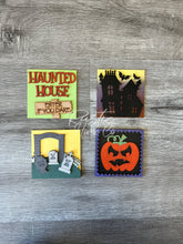 Load image into Gallery viewer, Set of 4 Halloween haunted house Tier Tray Kit signs
