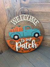 Load image into Gallery viewer, 16” Welcome to our patch Round Doorhanger
