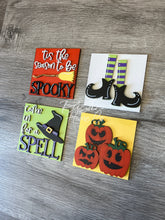 Load image into Gallery viewer, Set of 4 Halloween Witch Tier Tray Kit signs
