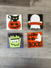 Load image into Gallery viewer, Set of 4 Halloween Frankenstein Tier Tray Kit signs
