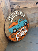 Load image into Gallery viewer, 16” Welcome to our patch Round Doorhanger
