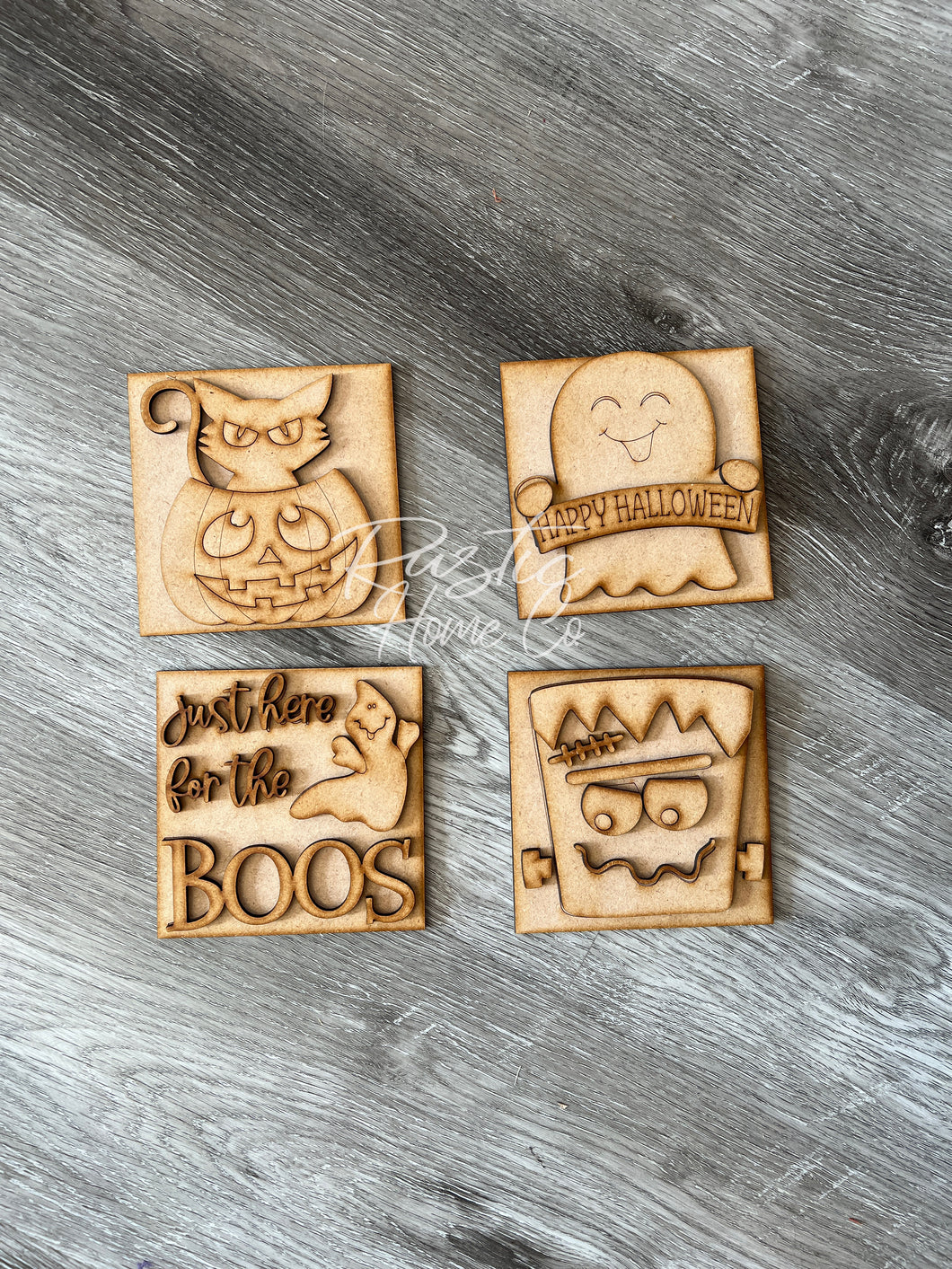 Set of 4 Halloween Frankenstein Tier Tray Kit signs