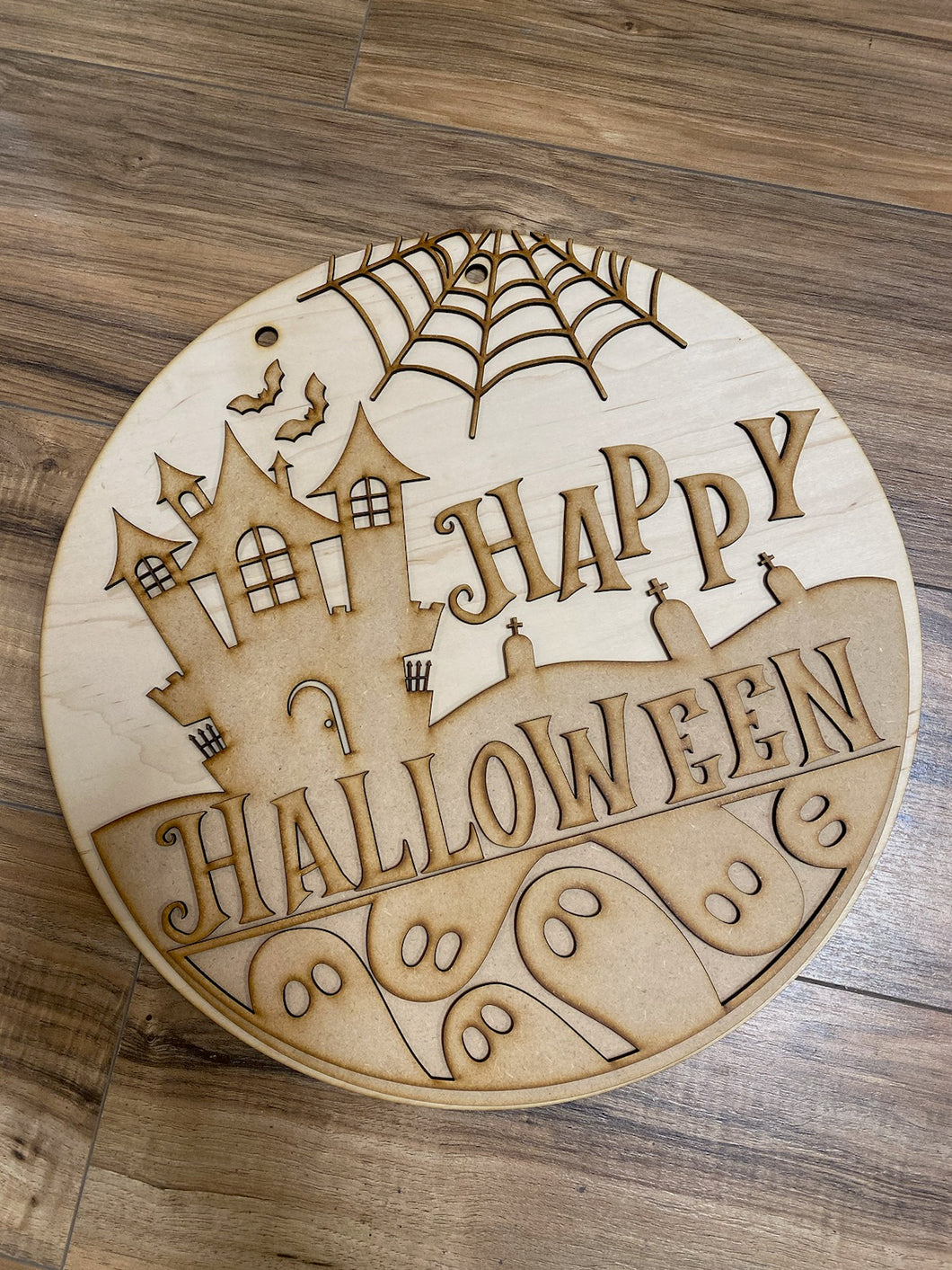 16” Happy Halloween Round Doorhanger