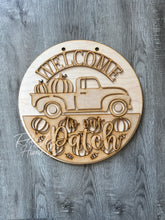 Load image into Gallery viewer, 16” Welcome to our patch Round Doorhanger
