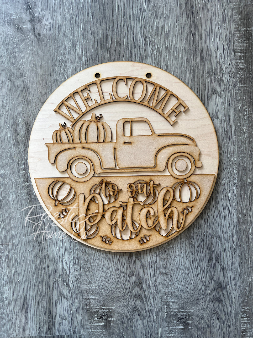 16” Welcome to our patch Round Doorhanger