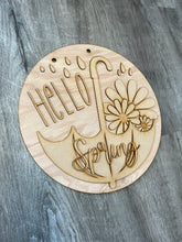 Load image into Gallery viewer, 16” hello spring umbrella Round Doorhanger
