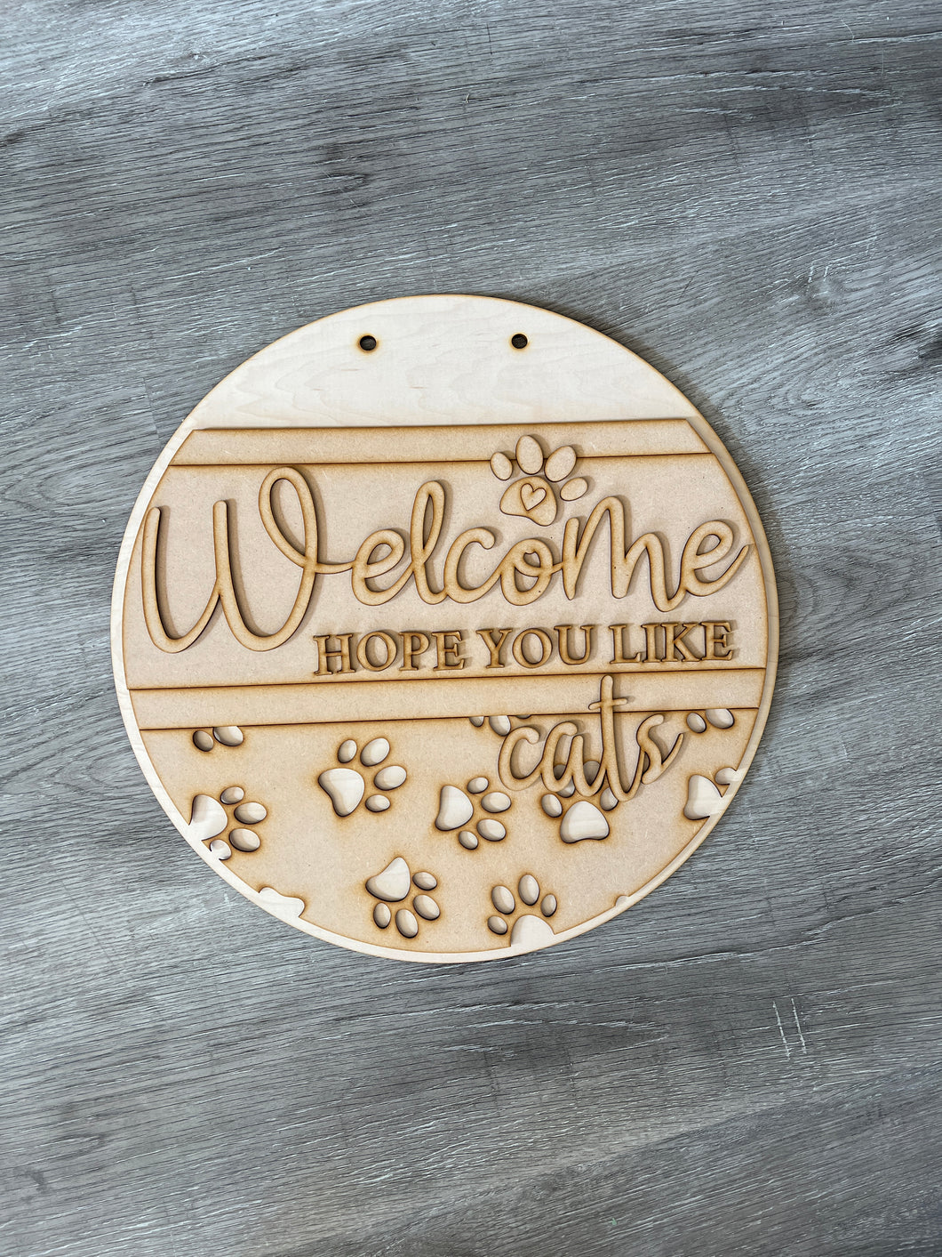 Welcome hope you like cats Round Doorhanger