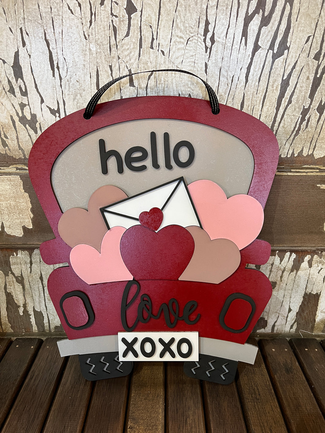 Hello Valentine Truck Doorhanger