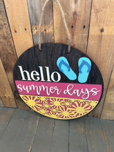 Load image into Gallery viewer, 16” Hello Summer Days Welcome Round Doorhanger
