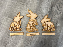 Load image into Gallery viewer, Standing Floral Bunnies set of 3 Easter
