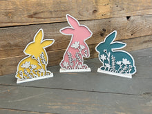 Load image into Gallery viewer, Standing Floral Bunnies set of 3 Easter
